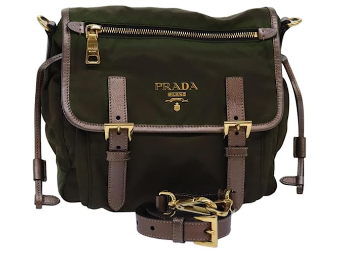 PRADA Shoulder Bag Nylon Khaki Auth 76195  ref.1422558