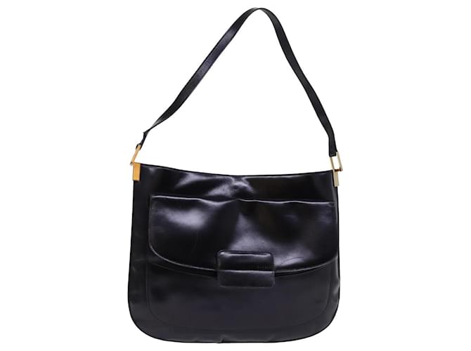 Bolso de hombro de cuero negro GUCCI Auth ac3022  ref.1422563