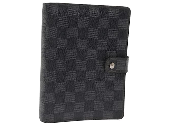 LOUIS VUITTON Agenda MM Damier Graphite Couverture Planificateur de Jour R20242 LV Auth 76446 Damier ebène  ref.1422573