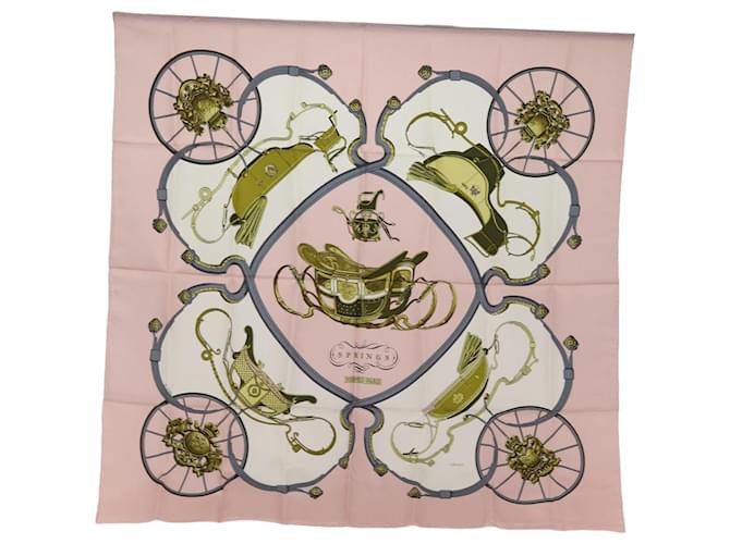 Hermès HERMES Carre 90 Scarf ""SPRINGS"" Silk Pink Auth bs14633  ref.1422593