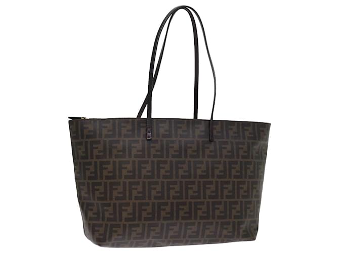 FENDI Zucca Canvas Tote Bag Black Brown Auth yk12917  ref.1422635