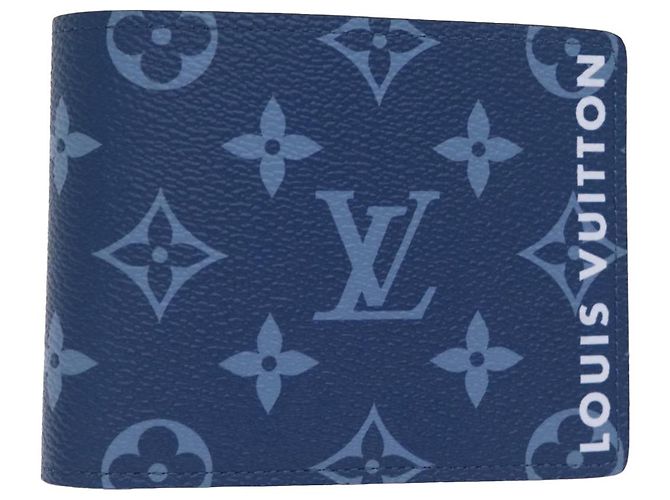 LOUIS VUITTON Monogram Portefeuille Slender Billfold Blue M82798 LV Auth 77435S