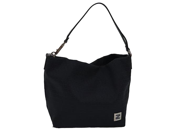 Bolsa de mão em canvas Zucchino FENDI preta Auth ep4476 Preto Lona  ref.1422657