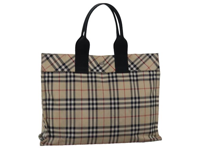 Burberry Nova Check Blue Label Handtasche aus beigem Nylon Auth bs15174