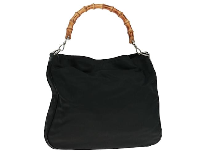 Bolsa de Ombro GUCCI Bamboo Nylon Preto 001 2123 1577 Auth ep4491  ref.1422677