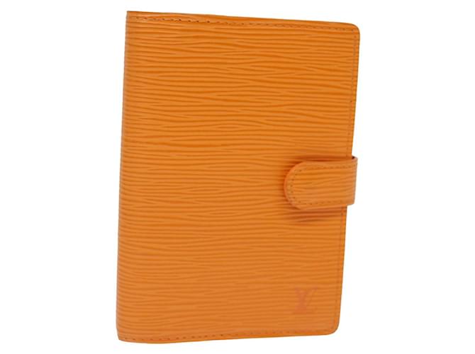 LOUIS VUITTON Epi Agenda PM Capa de Planejador Diário Laranja Mandarim R2005H Auth 77057 Cinza Couro  ref.1422690