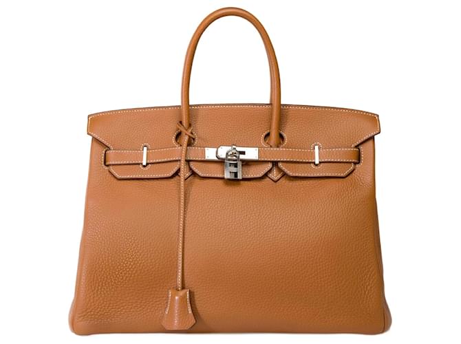 Hermès HERMES Birkin 35 Bag in Golden Leather - 101996  ref.1422777