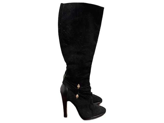 ROBERTO CAVALLI  Boots T.EU 38 Suede Black  ref.1422804