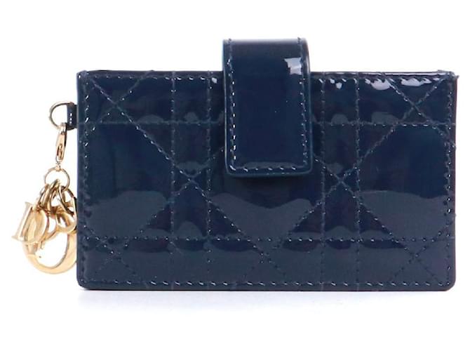 Lady Dior DIOR  Wallets T.  Leather Navy blue  ref.1422816