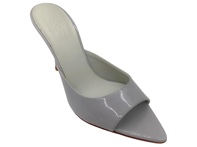 Autre Marque Gia Borghini Grey Patent Leather Slide Sandals  ref.1422837