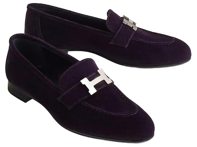 Hermès loafers model Paris 37.5 Purple Velvet  ref.1422854