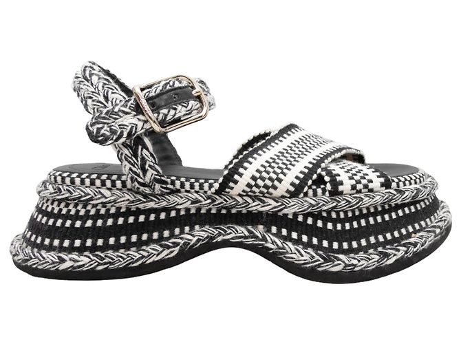 Chloé Schwarze & weiße gewebte Plattformsandalen von Chloe Größe 35
