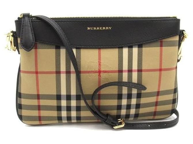 Burberry Haymarket Check Canvas Crossbody Bag Canvas Crossbody Bag TIVPIC1284 in Great Condition Brown Cloth  ref.1422943