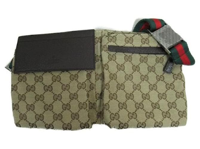 Bolsa de cinto em lona Gucci GG 28566 em muito bom estado Marrom  ref.1422944