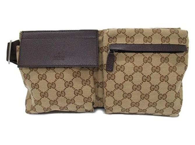 Gucci GG Canvas Belt Bag Canvas Belt Bag 28566 in Very Good Condition Brown Cloth  ref.1422946