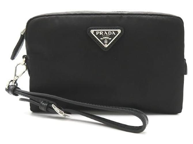 Bolso de tocador de lona de accesorio Prada Tessuto 1NS021R067F0002 en excelente estado Negro Lienzo  ref.1422951