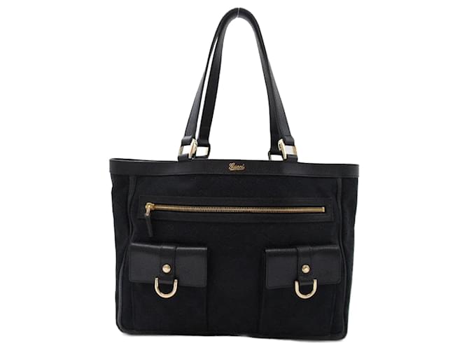 Bolso tote de lona Gucci GG 146247 en excelente estado Negro Lienzo  ref.1422952