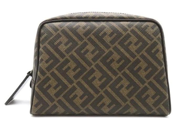 Fendi Zucca Canvas Accessory Pouch Canvas Vanity Bag 7N0131 in Excellent condition Brown Cloth  ref.1422953