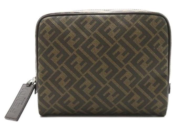 Fendi Zucca Canvas Accessory Pouch Canvas Vanity Bag 7N0116ALE7F19KW in Excellent condition Brown Cloth  ref.1422969