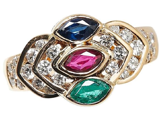 & Other Stories K18YG Yellow Gold Ring with Emerald, Ruby, Sapphire, Diamond in Great Condition Golden Metal  ref.1422975