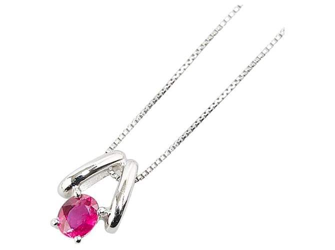 & Other Stories Pt900 and Pt850 Platinum Ruby 0.37ct Necklace in Pristine Condition Silvery Metal  ref.1422978