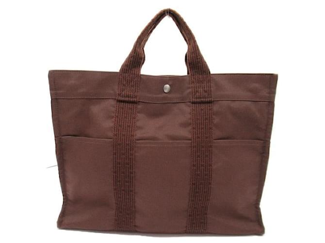 Hermès Hermes Toile Herline MM Tote Canvas Tote Bag in Very Good Condition Brown Cloth  ref.1422994