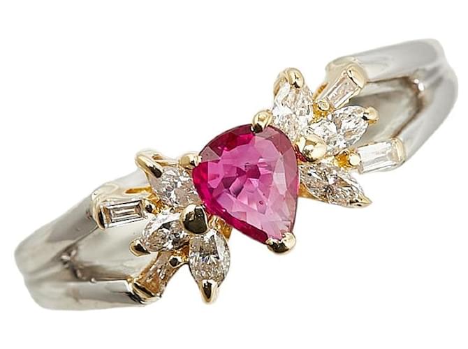 & Other Stories LuxUness Platinum & 18k Gold Diamond Ruby Ring  Metal Ring in Excellent condition Silvery  ref.1422998