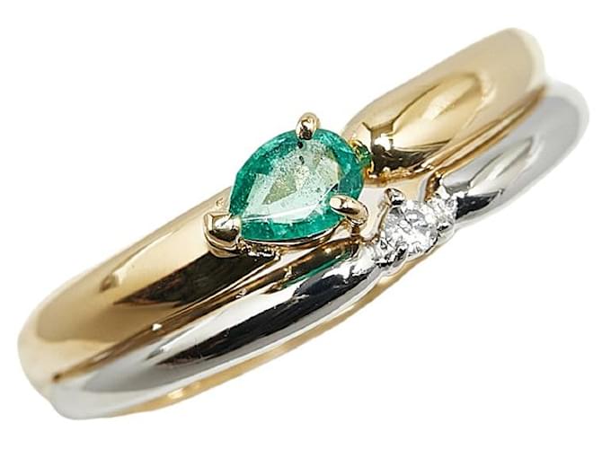 & Other Stories Pt900 Platinum K18YG Yellow Gold Emerald Diamond Ring in Excellent Condition Golden Metal  ref.1422999