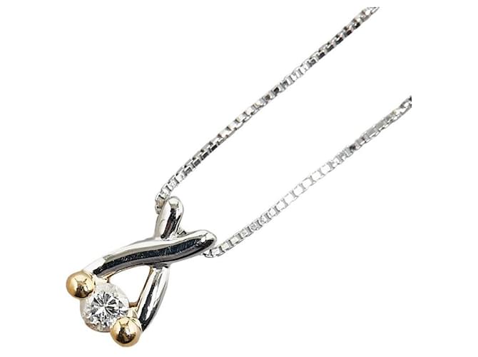 & Other Stories LuxUness Platinum & 18k Gold Diamond Necklace  Metal Necklace in Excellent condition Silvery  ref.1423000