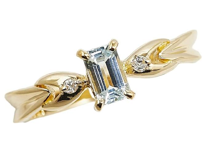 & Other Stories K18YG Yellow Gold Aquamarine Diamond Ring in Great Condition Golden Metal  ref.1423002