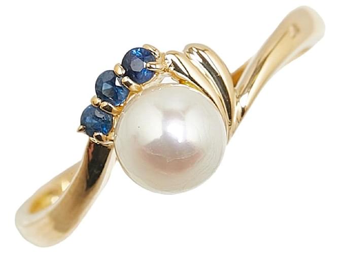 & Other Stories K18YG Yellow Gold Pearl 5.8mm Sapphire Ring in Excellent Condition Golden Metal  ref.1423004