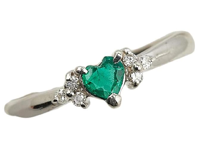 & Other Stories K14WG White Gold Emerald Diamond Heart Ring in Excellent Condition Metal  ref.1423026