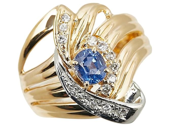 & Other Stories Gold Base Combo Sapphire 0.51ct Diamond 0.13ct Ring 11.5 in Excellent Condition Golden Metal  ref.1423027