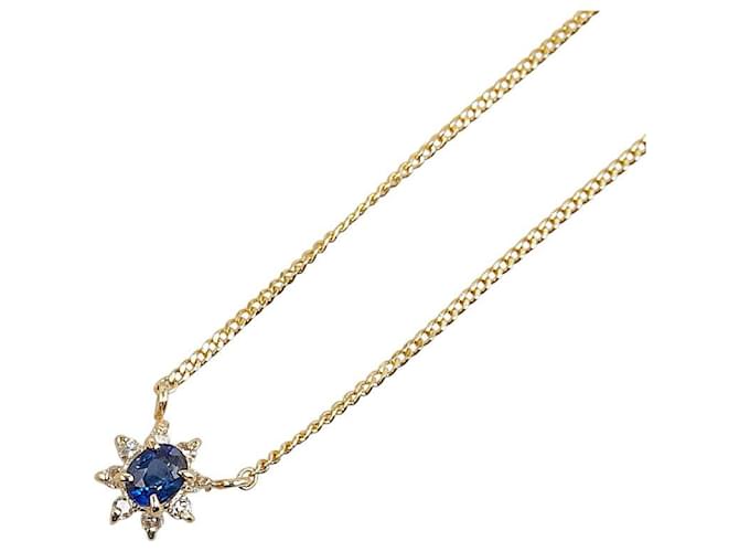 & Other Stories K18YG Yellow Gold Sapphire Diamond Necklace in Excellent Condition Golden Metal  ref.1423055