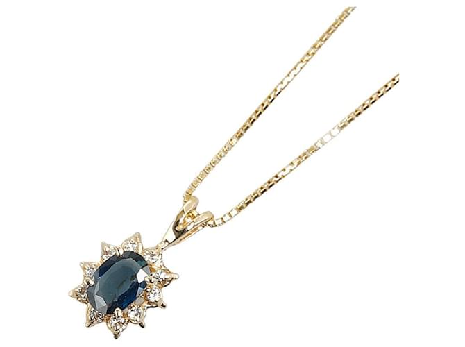 & Other Stories LuxUness 18K Sapphire Diamond Necklace Metal Necklace in Excellent condition Golden  ref.1423071