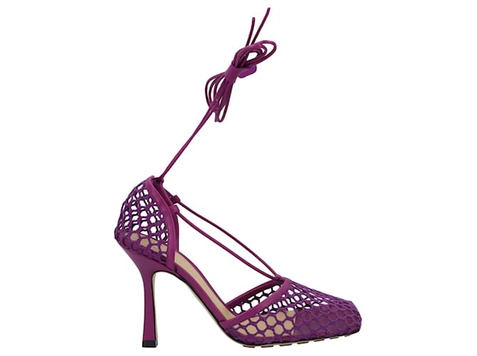 Sandale à lacets extensible Bottega Veneta violet Cuir  ref.1423278