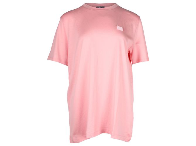 T-shirt con patch facciale Acne Studios in cotone rosa