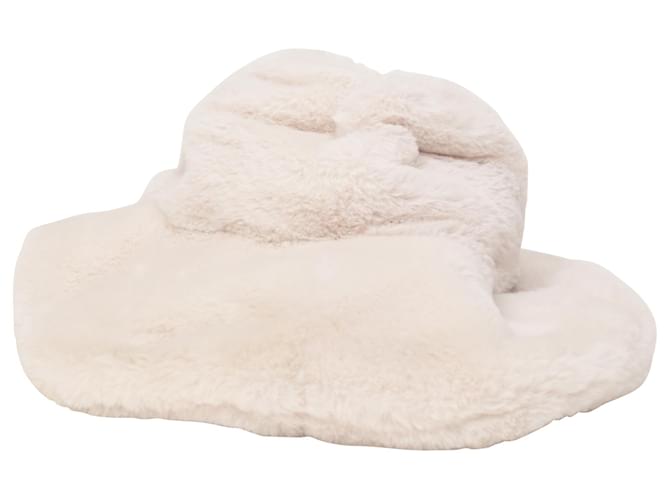 Tom Ford Faux-Mink Large Brim Hat in White Faux Fur Cream Synthetic  ref.1423325