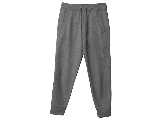 Armani Exchange Debossed LogonJogger Pants in Grey Cotton