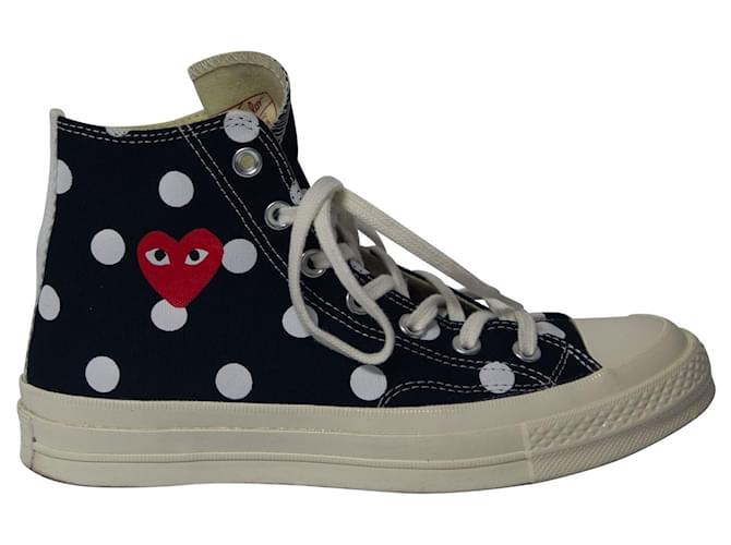 Autre Marque Comme des Garcons PLAY x Converse 70s Sneakers Alte a Pois in Cotone Nero ref.1423359 Joli Closet