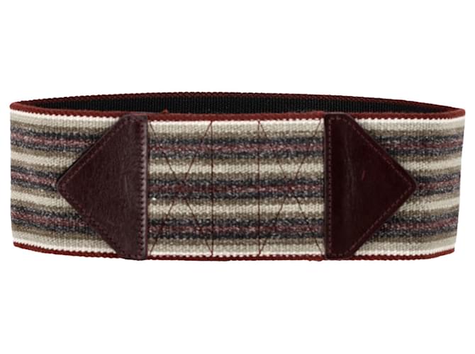 Isabel Marant Stripe Wide Belt in Burgundy Viscose and Leather Dark red Cellulose fibre  ref.1423360