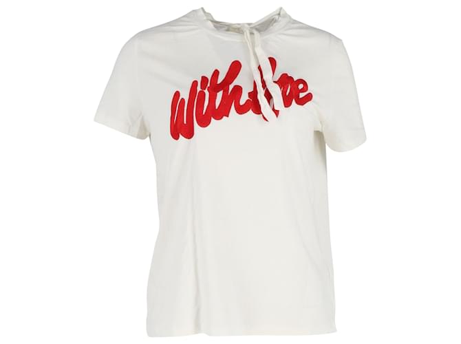 Maje With Love Embroidered T-shirt in White Cotton  ref.1423377