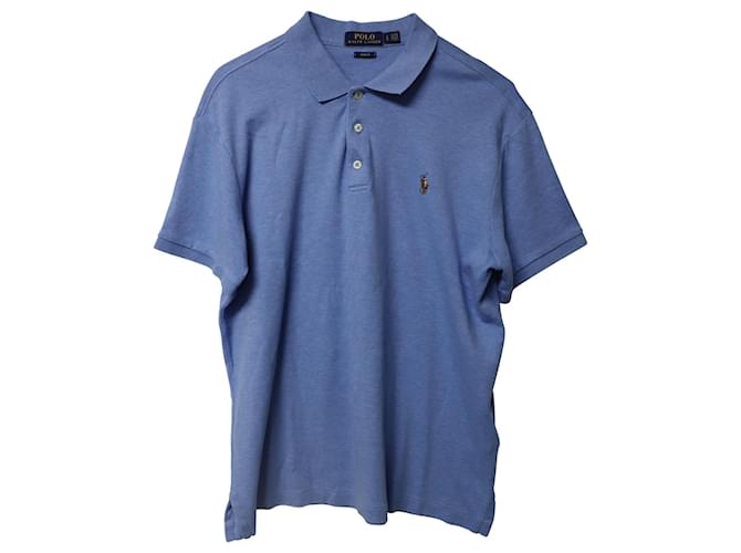 Polo Ralph Lauren Custom Slim Fit Polo T-Shirt in Blue Cotton  ref.1423387