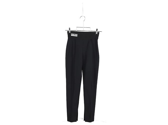 Fendi Stretch-Taille Hose aus schwarzer Wolle