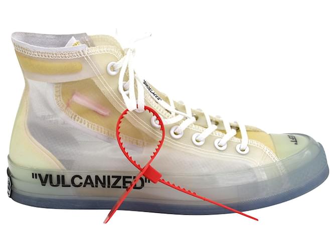 Off White Off-White x Converse Chuck 70 "Vulcanized" High-top Sneakers in White/Clear Synthetic Textile  ref.1423396