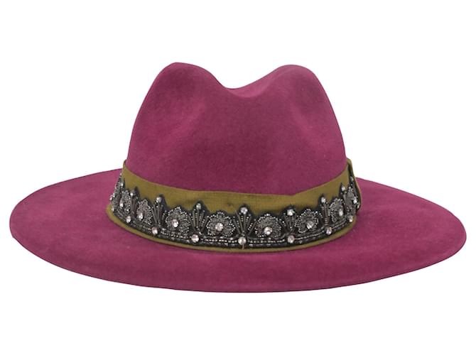 Chapeau Fedora en Laine Violet Embelli de Cristaux Etro  ref.1423407