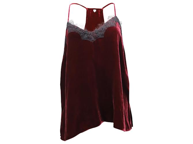 Autre Marque Cami NYC Lace Trim Camisole in Burgundy Velvet  Dark red  ref.1423413