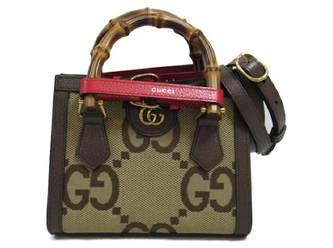 Gucci Jumbo GG 2Way Tote Bag Canvas Tote Bag 655661 in Great Condition Brown Cloth  ref.1423420