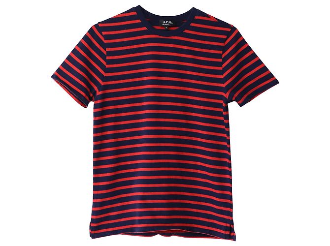 Apc Camiseta Rayada A.P.C. en Algodón Rojo