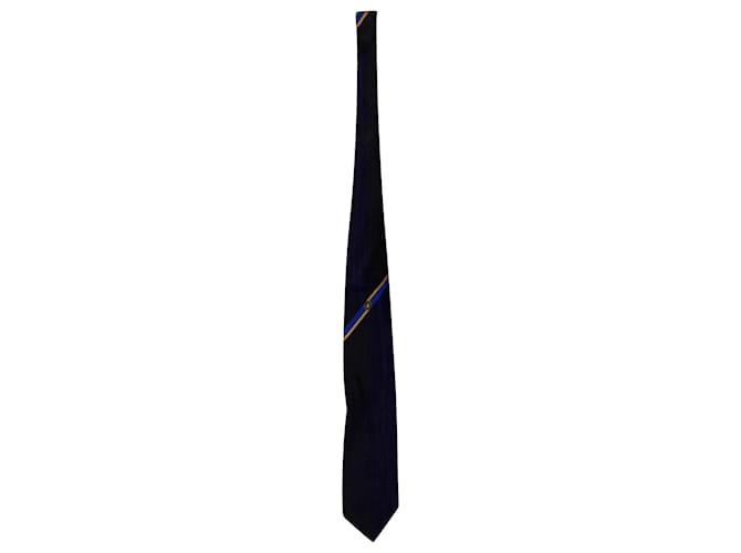 Gianni Versace Printed Tie in Navy Blue Silk  ref.1423453